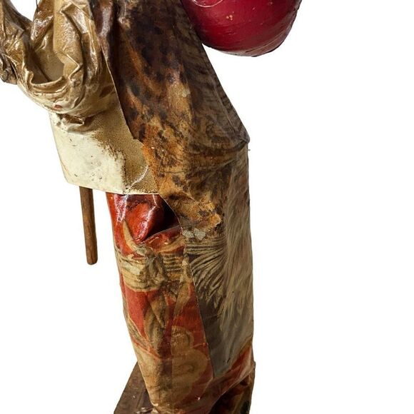Vintage Folk Art Paper Mache Woman Lady Water Jug Figurine Red Mexico 12.5" Tall - Picture 6 of 12